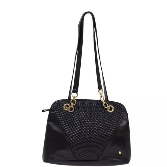 BALLY Shoulder Bag Leather Black Auth - Picture 1 of 15